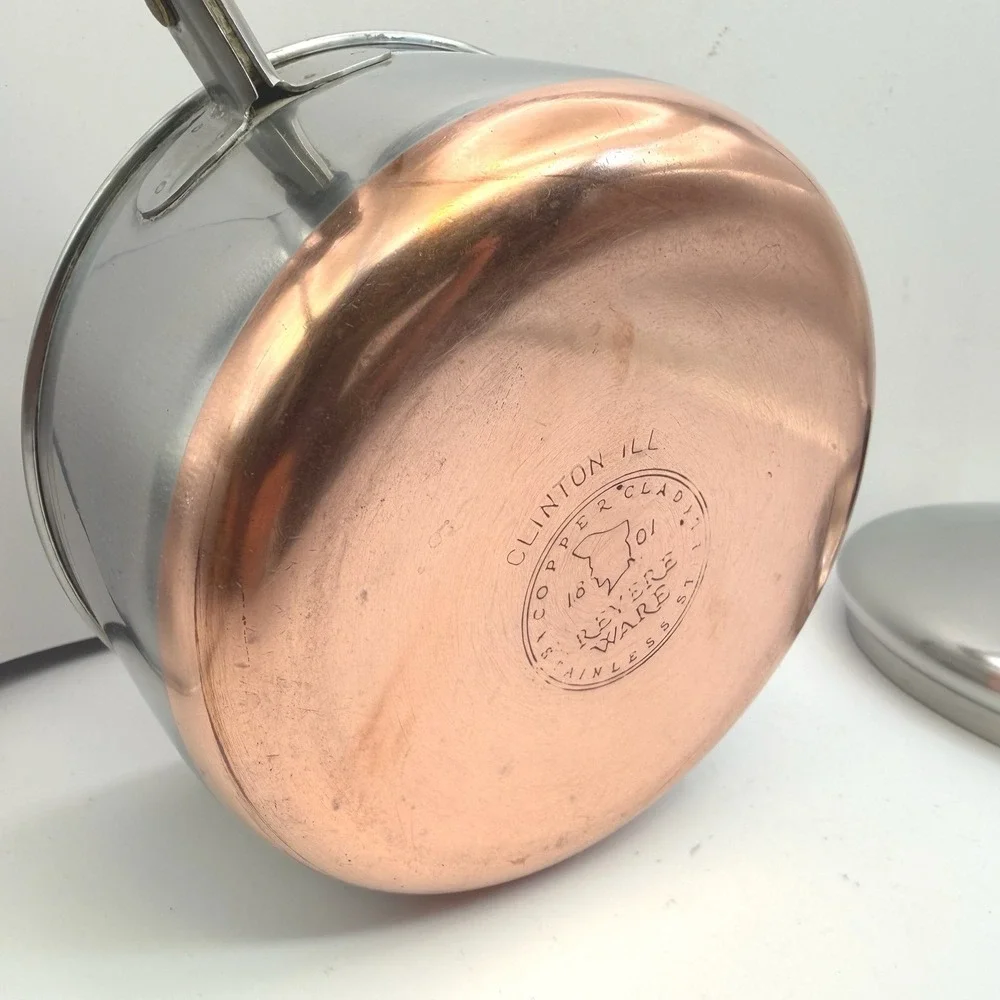 Vintage‎ Revere Ware Double Ring Clinton IL 1 Qt Copper Clad Saucepan w Lid
